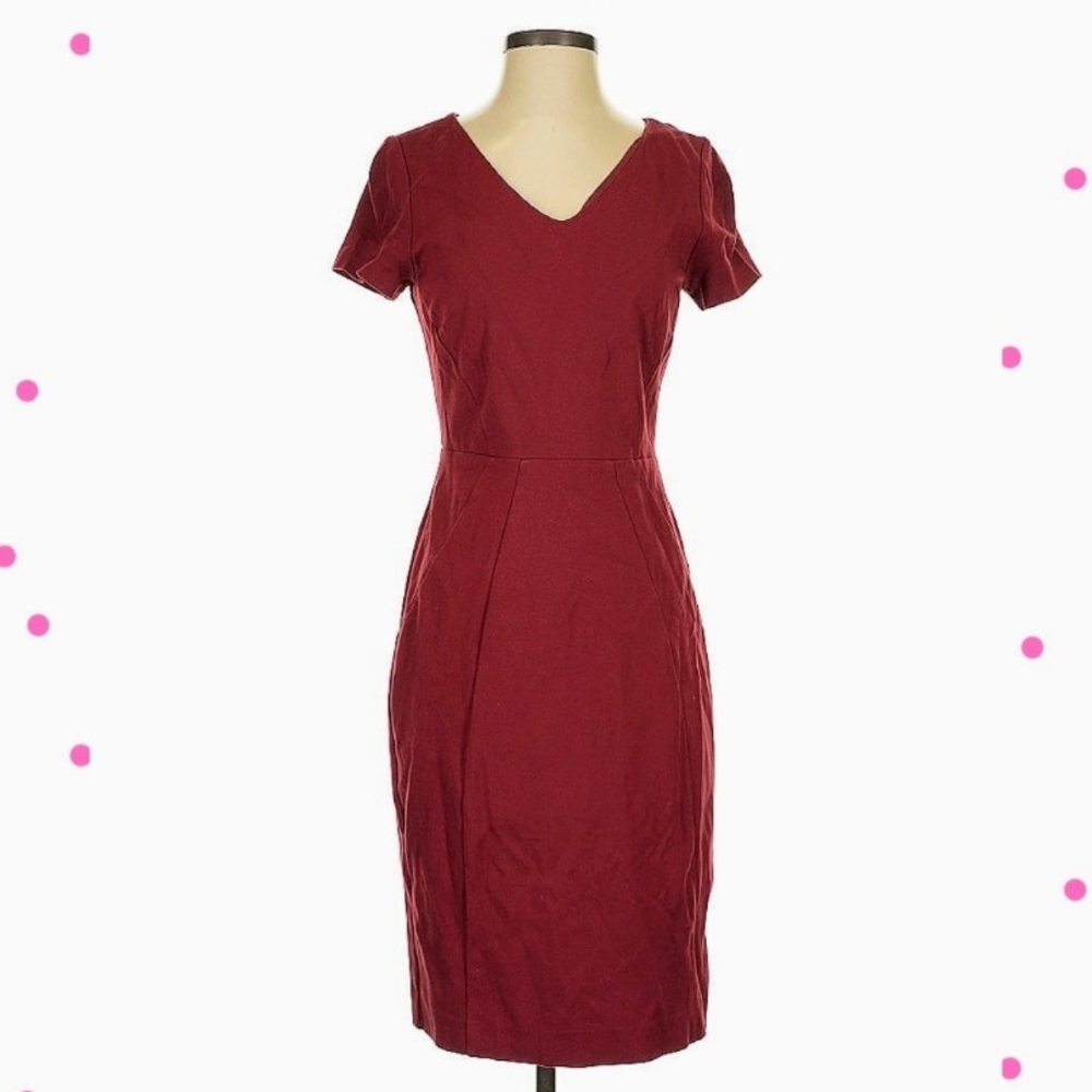 Brooks Brothers Sheath Midi Dress V-Neck Short Sleeve